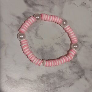 Handmade Pink And White Pearl Bracelet